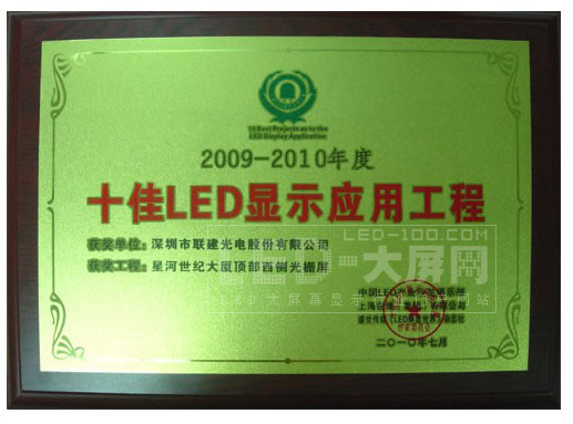 聯(lián)建光電喜摘“十佳LED顯示應(yīng)用工程”等兩項大獎